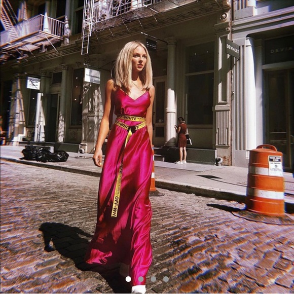 Galvan Dresses & Skirts - Galvan V Neck Satin Maxi Dress